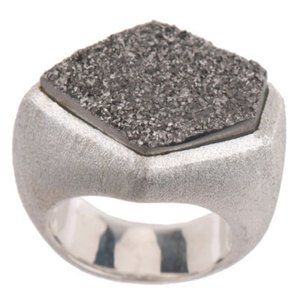 Arte d'Argento Sterling Drusy Quartz Ring 8 QVC